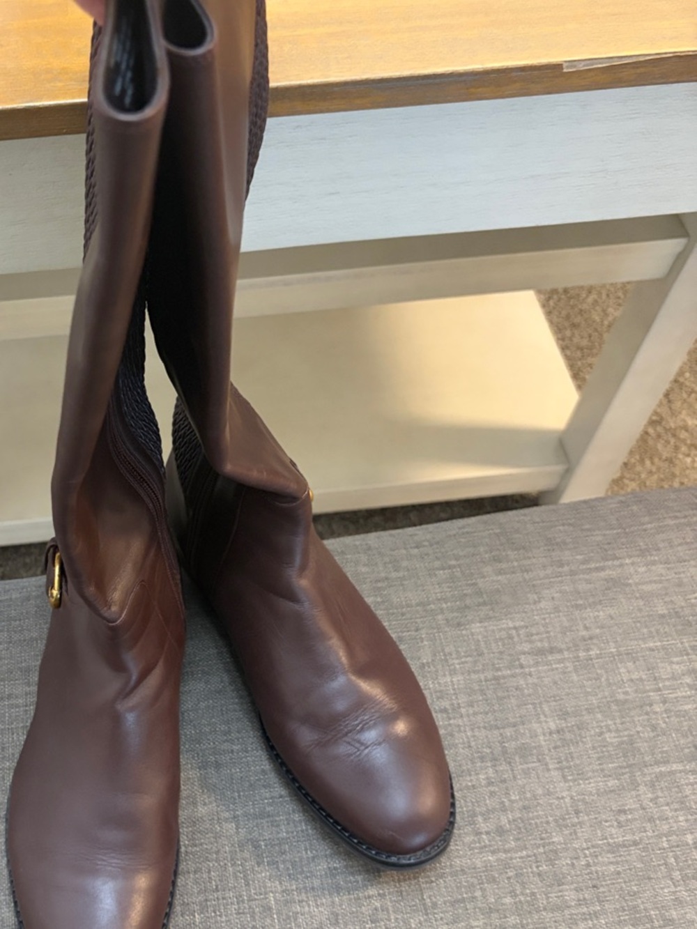 Cole Haan Brown Knee High Riding Boots Size 10 Low Heel